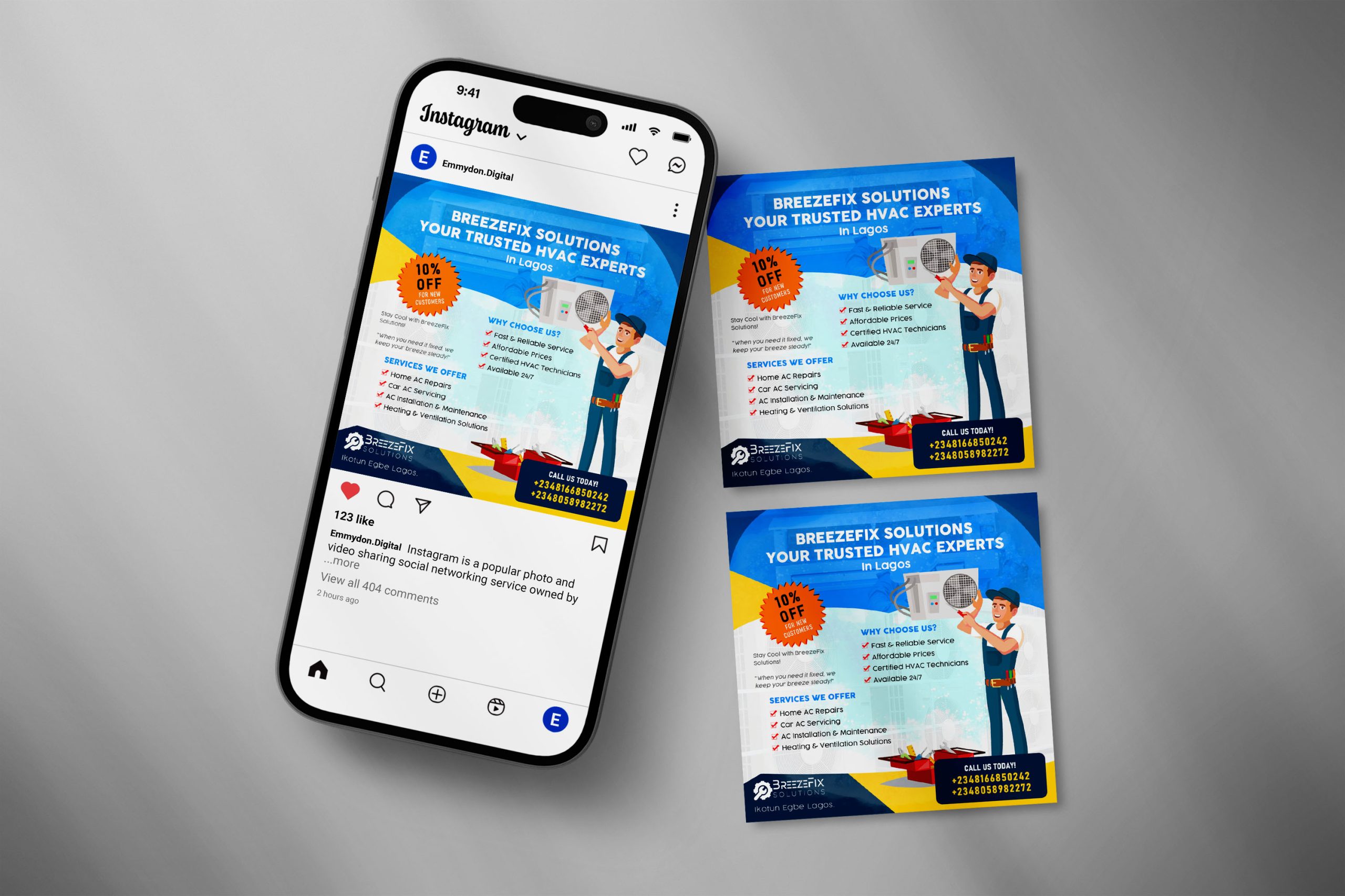 BreezeFix – Logo & Social Media Poster Design