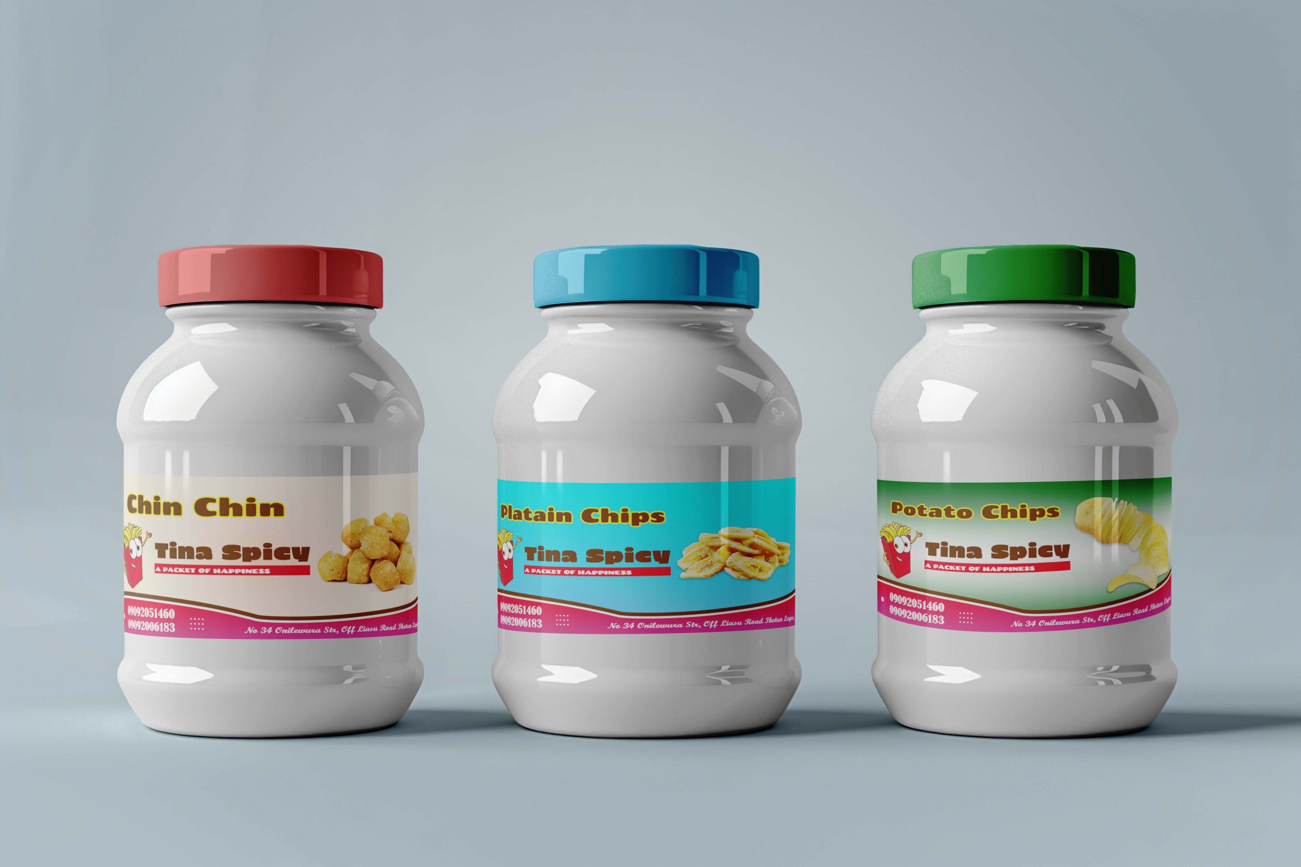 Three White Plastic Containers Mockup